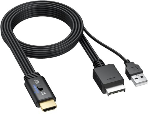 CAMWAY Adattatore PS1/PS2 a HDMI,Supporto Commutazione 4:3/16:9,Convertitore da PS2 a HDMI 1080p con Cavo di Alimentazione USB,per HDTV