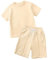 Générique Ensemble de survêtement 2 pièces pour bébé garçon et fille, tenue d été unie à manches courtes short(Kaki,4 ans)