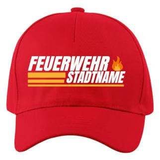 Falkenheyn Feuerwehr Cap personalisiert mit Wunschtext oder Stadtname – Basecap in Navy, Schwarz oder Rot – Hochwertiger DTF-Druck – Individuelle Feuerwehr Mütze für Männer & Frauen