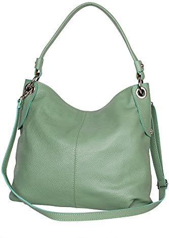 AMBRA Moda Damen echt Ledertasche Handtasche Schultertasche Beutel Shopper Umhängtasche GL012 (Apfelgrün)