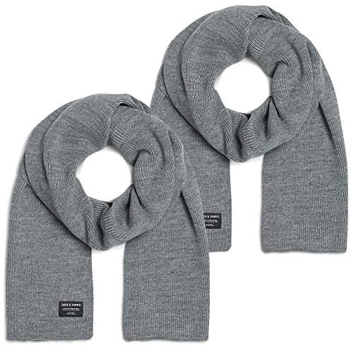 JACK & JONES Herren Schal JJDNA im Doppelpack, Größe:One Size, Farbe:2x Grey Melange (12098582)