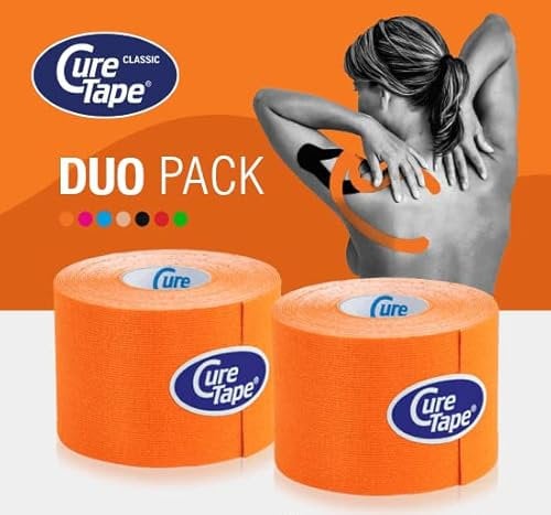 CureTape® Classic Kinesiotapes | 2 Kinesiologie Tape Rollen (5 cm x 5 m) | Vorteilsset | Hautfreundliche Kinesiotape | Wasserfest & Latexfrei | MDR-Geprüft | Orange