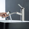 KAIYING Badezimmer Pull Down Vessel Spülbecken Wasserhahn, Einloch Waschbecken, mit herausziehbarem Sprüher, Einhandgriff Utility Mischbatterie mit drehbarem Auslauf (hoch, gebürstetes Nickel)