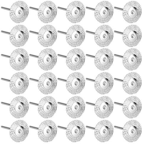 30 Stück Drahtbürsten Bürsten Draht Pinsel Set Polieren Reinigung Drehwerkzeug für Bohrmaschine rotierende Werkzeuge(Stahldraht)