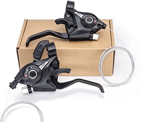 REAMTOP 3x8 Speed Shifter/Bicycle Brake Levers Combo w/Gear Indicator & Cable/Univesal for 2.2cm Handlebar, MTB Road Bike, Folding Bicycle, BMX, Cycling/Compatible for Shimano