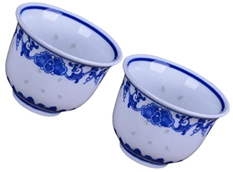 FOMIYES Teelichtgläser Vintage 2 Stücke Chinesische Teeschüssel Keramik Blaue ?e Teetasse Retro Kung Fu Tee Becher Muster Tee Schüssel Lose Tee Drinkware Tee Schale Japanisches Teeset