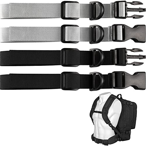 SHULLIN 2 Stück Verstellbarer Brustgurt Nylon Brustgurt mit Schnalle Rucksack Brustgurte Brustgurt für Rucksack Schnellverschluss Rucksackgurt Universal Brustgurt für Rucksack(schwarz,grau)