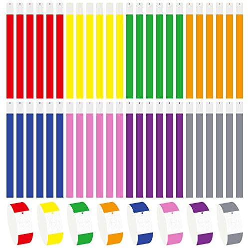Favengo 160 Einlassbänder Plastik Kontrollbänder Eventbänder Festival Armbänder Bedruckbare Bunt Kontrollbänder Securebänder Ideal für Sicherheit Veranstaltungen Events Hochzeit Partys 8 Farbe
