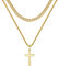 Roheafer 925 Sterling Silber Kreuz Anhänger Halskette für Herren Damen Edelstahl Geschichtet Seil Kette Kreuz Halskette 5mm Kubanische Kette Kreuz Halskette 51-61 Zentimeter