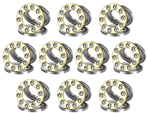 HiPicco Thrust Ball Bearings, 10pcs F10-18M Miniature Plane Axial Ball Bearing 3-in-1, 10mm x 18mm x 5.5mm Chrome Steel Single Direction