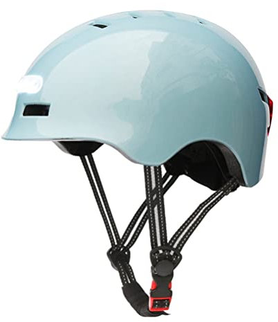 KENANLAN LED-Fahrradhelm mit Licht USB-wiederaufladbarer Schutzhelm mit Warnlicht Laufrad, Roller, Nachtradfahren, Klettern (Glitzer Silber edelstein blau)