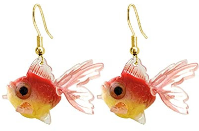 TianWlio Goldfisch-Ohrringe im Vintage-Ethno-Stil, minimalistische und kreative Acrylohrringe Ohrringe Damen Ohrhänger Boho Kristall (Red, One Size)