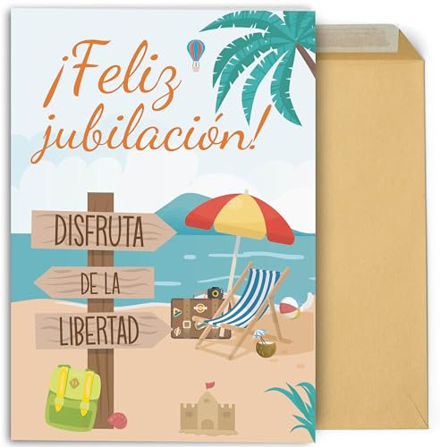 CONTRAXT Tarjeta regalo Feliz Jubilacion 42x30 cm abierta. Regalo original Tarjeta de firmas Jubilacion grande dedicatorias compañeros de trabajo hombre mujer