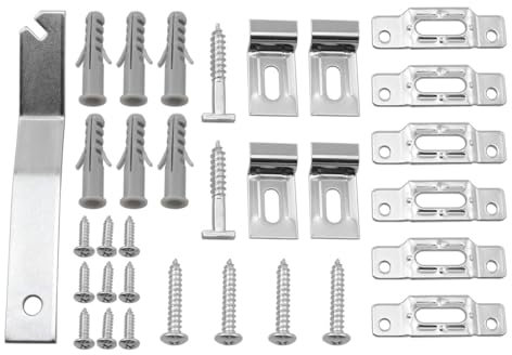 RLECS T-Lock - Set di ganci di sicurezza per appendere quadri, mantiene il pezzo di montaggio stabile e sicuro per telai in legno e metallo, 2 set + 1 chiave inglese