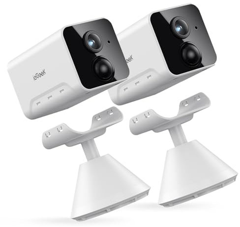 ieGeek 2 Pièces Caméra Surveillance WiFi intérieure sans Fil - 1080P Caméra de Surveillance sur Batteries AI/PIR Détection Mouvement, Vision Nocturne, Audio Bidirectionnel, Sirène, Carte/Cloud, Alexa
