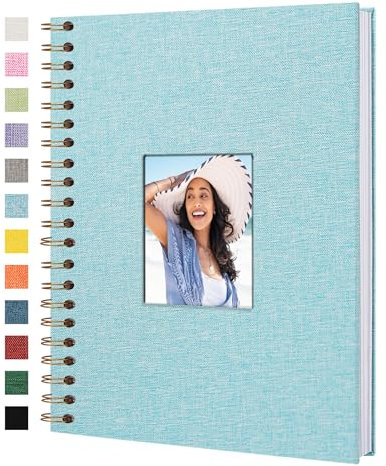 Yopih Fotobuch Scrapbook mit Leineneinband, 20 x 28 Cm Hardcover mit weißem Kraftpapier-Seiten, für Reisen Hochzeit Gästebuch Weihnachten Baby Shower (20 Blätter/40 Seiten)