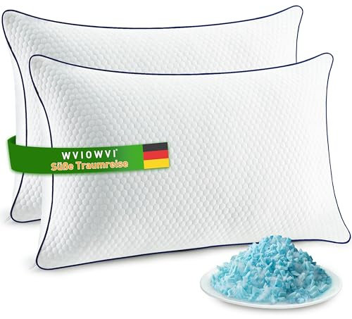 WVIOWVI Memory Foam Kissen, Kühlendes Kopfkissen, Kopfkissen 50x70 2er Set, Flaches Seitenschläferkissen - Nackenkissen Anpassbar Schlafkissen Hypoallergenes Bettkissen Ideal für Allergiker