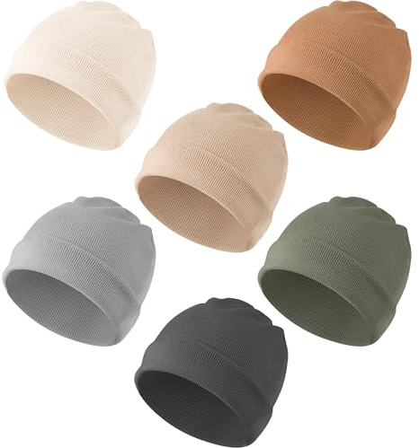 Konssy 6 Pack Baby Beanie Hats for Newborn Infant Girls Boys, 0-6 Months