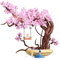 Cherry Blossom Tree Bonsai Tree Mini Blocks Set, Japanese Style Pink Sakura Botanical Collection with Bear Building Bricks, Swing the Romance, Building Toy Set for 6+ Kids, Adults