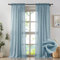 Anpark Elegant Blue Sheer Curtains for Living Room Patio Door Cotton Linen Crinkle Textured Light Filtering Crepe Sheer Drapes Natural Voile Curtains Rod Pocket, W52 x L108 inch, 2 Panels
