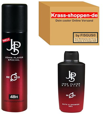 John Player Special BE RED Duo-Set, Bath & Showergel 500ml & Deo 48h Antitranspirant 150ml - Ein Angebot von krass-shoppen-de by FISGUS®