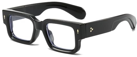 YAMEIZE Rectangulaire Lunettes Anti Lumiere Bleue - Femme Homme Transparente Lunettes Anti Fatigue Lunettes Gaming (Noir Clair)