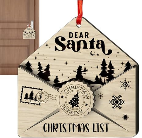 Adornos de Navidad lindos, decoración de pared de Navidad,Adorno en forma de sobre de madera - Divertidos regalos de fiesta, colgante creativo de vacaciones para porche, granja, chimeneas