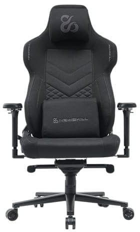 NEWSKILL Banshee Pro – Silla Gaming con Reclinación 180°, Reposabrazos 4D, Soporte Lumbar, Tela Transpirable, Color Negro