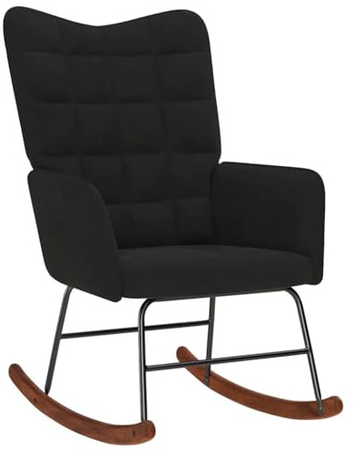 vidaXL Schaukelstuhl Schwarz Samt, Stuhl, Wohnzimmerstuhl, Relaxsessel, Loungesessel, Loungesitz, Wippe, Relaxsessel, Samtstuhl, Samtschaukelstuhl
