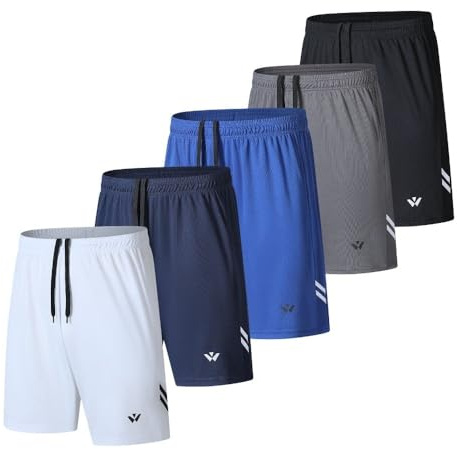 fovdtaa 5-pack sportshorts för män sportshorts med fickor och elastisk midja, snabbtorkande träningsshorts för män löparbyxor