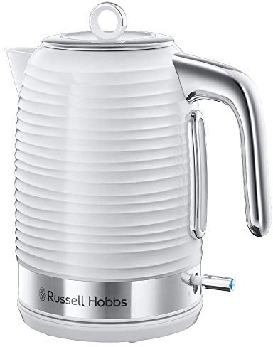Russell Hobbs Hervidor de Agua Eléctrico Inspire - 1,7 litros, 2400 W, Filtro Extraíble, Zona de Ebullición Rápida, Base de 360°, Indicador Nivel de Agua, Plástico Texturizado, Blanco - 24360-70