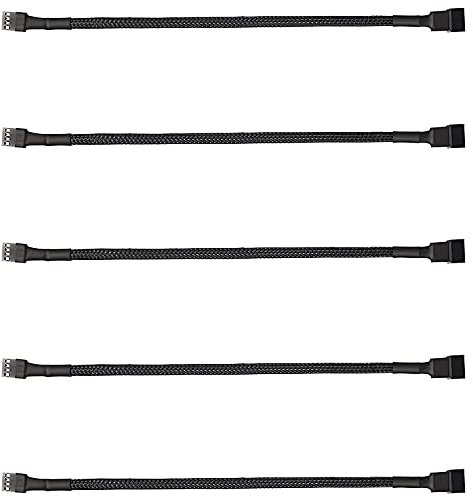 ThreeBulls 5 Pack 4-Pin PWM Fan Splitter Cable, Sleeved Braided Adapter for PC ATX Case 4-Pin/3-Pin Cooling Fan Cable (10.6)