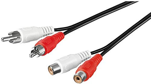 PremiumCord Cable RCA 15m, 2X RCA Conector RCA a 2X RCA Conector RCA, Cable de Extensión de Audio, Audio Estéreo, para TV, Celulares, MP3, HiFi, Color Negro
