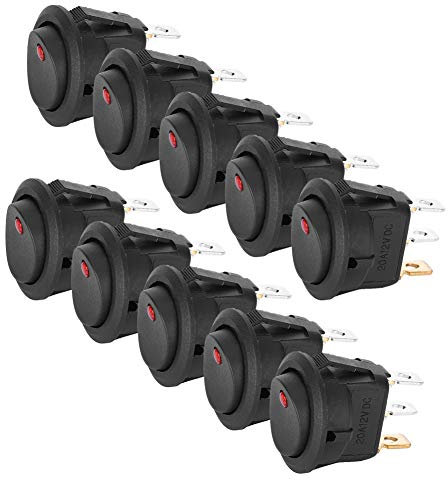 10 Pz Rotondo Interruttore a bilanciere DC 12V 20A per Costruzione Elettronica Progetti