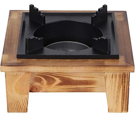Haofy Parrilla de Barbacoa de Estilo Japonés, Mini Parrilla de Barbacoa Cuadrada Portátil, Estufa de Carbón para Alimentos con Base de Madera, Utensilios de Cocina, Cocina de Picnic Al Aire Libre