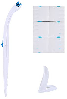 Disposable Toilet Brush, Toilet Cleaning System Starter Kit, Toilet Stick Refill Stains Removal, Bathroom Scrub Cleaning Supplies, 1 Stick + 1 Holder + 12 Count Refills (Bracket)