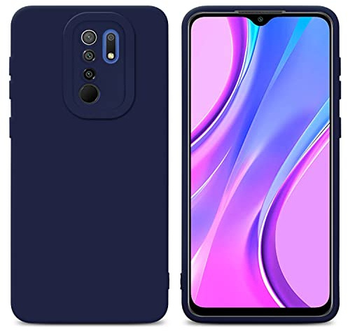 Cadorabo Hülle kompatibel mit Xiaomi RedMi 9 Schutzhülle TPU Silikon Case Liquid Design mit Kameraschutz Slim Kratzfest Weiche Gummi mit Rundumschutz Case Hülle für Xiaomi RedMi 9 in Blau