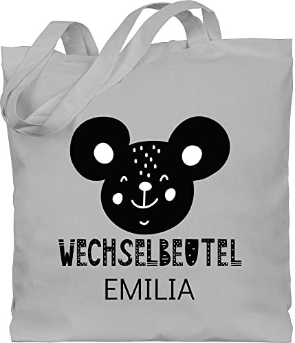 Geschenk mit Namen personalisiert by Shirtracer - Baumwolltasche - Kita Beutel Wechselsachen Mädchen - Wechselbeutel mit Maus
