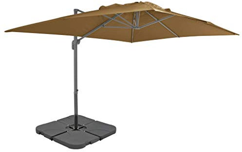 RONGQI Sombrilla de jardín con Base portátil, Parasol Terraza, Sombrilla Terraza Exterior, Parasol Exterior, Sombrilla Playa, Sombrilla De Patio, Gris Topo