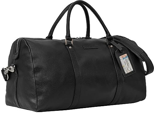 STILORD 'Herkules' Premium Leder-Reisetasche für Herren & Damen Weekender Echtleder - Wochenendtasche zum Umhängen Reise Duffel Bag Handgepäck Flugzeug wasserdicht groß, Farbe:schwarz