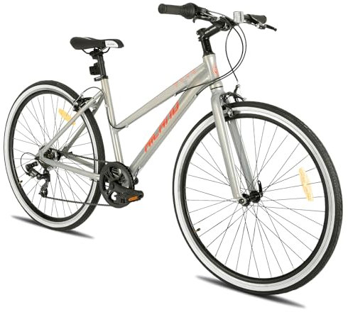 Hiland 28 Zoll Trekkingrad Bike Cityrad Damenrad 7 Gang Hybrid Fahrrad Pendlerfahrrad für Frauen Damen Mädchen Silber