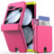 XIIICASE Compatible with Galaxy Z Flip 5 Case [ Hinge Protection ] [ Screen Protector ] [ Card Holder ] Anti-Scratches PC TPU Protective Case for Samsung Galaxy Z Flip 5 (Neon Pink)