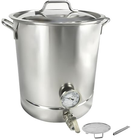 GeRRiT Acciaio Inox 304 Bollitore Per Birra Domestica Pentola Per Brodo Pentola Per La Produzione Di Birra in Casa Con Valvola, Doppia Filtrazione, Termometro E Filtro Per La Produzione Di Birra,30L