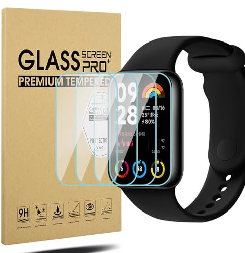Diruite 4 Pièces pour Xiaomi Smart Band 8 Pro Protection Écran Verre Trempé,HD Screen Protection pour Xiaomi Smart Band 8 Pro Protecteur D'écran[Anti-Rayures]