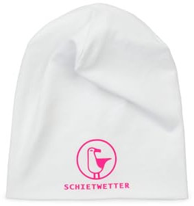 SCHIETWETTER Accessoire Kinder Mütze, Leichte Beanie, Übergangsmütze, dünne Kopfbedeckung, Logo-Print, stretch, warm, einfarbig white/pink 52