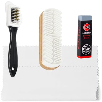 kurkip 4 PCS Suede & Nubuck Brushes 4-Sided Shoe Cleaner Set with Brass Bristles with Eraser and Clean Cloth for Shoes Suede Leather Boot Cleaning Brush