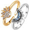 Visxcnu Sonne Mond Ring Gold Silber Set Verstellbar Damen Ringe Silber 925 Matching Rings Freundschaftsringe Sonne Mond Ring Schmuck Dupes Ringe für Paar