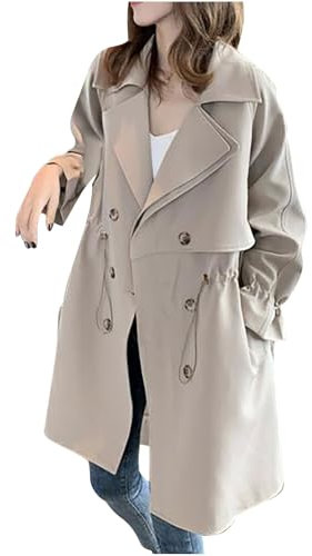 Trench Donna con Cappuccio Cappotto Doppiopetto Lungo Classico Antivento Piumino 100 Grammi Donna Spolverino Donna Giacca Imbottita In Cotone Leggero Primavera E Autunno Moda Donna