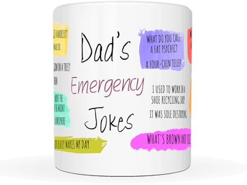 This Funny Father's Day Gifts for Dad, Dad's Emergency Jokes Coffee Mug for Dad Father from Wife, Daughter, Son 11 Oz