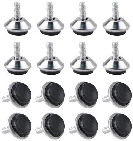 MOROBOR M6 Screw in Adjustable Furniture Levelers, 16pcs Stainless Steel Screw Foot Levelers Furniture Leveler Swivel Feet Screw On Furniture Glide Leveling for Table Chair Legs